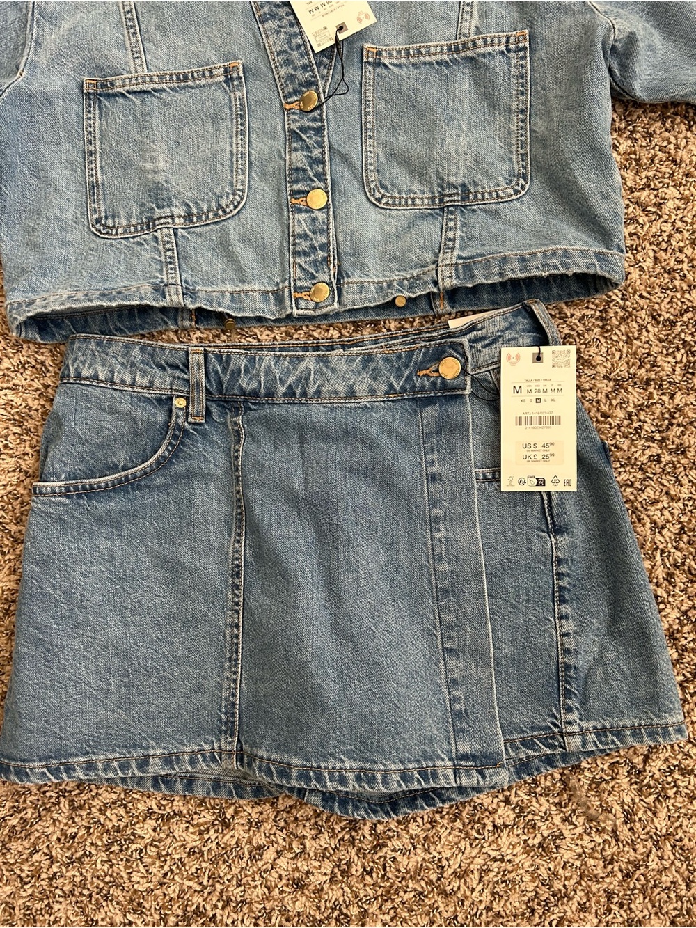 Zara Blue Denim Button-Up and Mini Skort Set - Picture 3 of 9